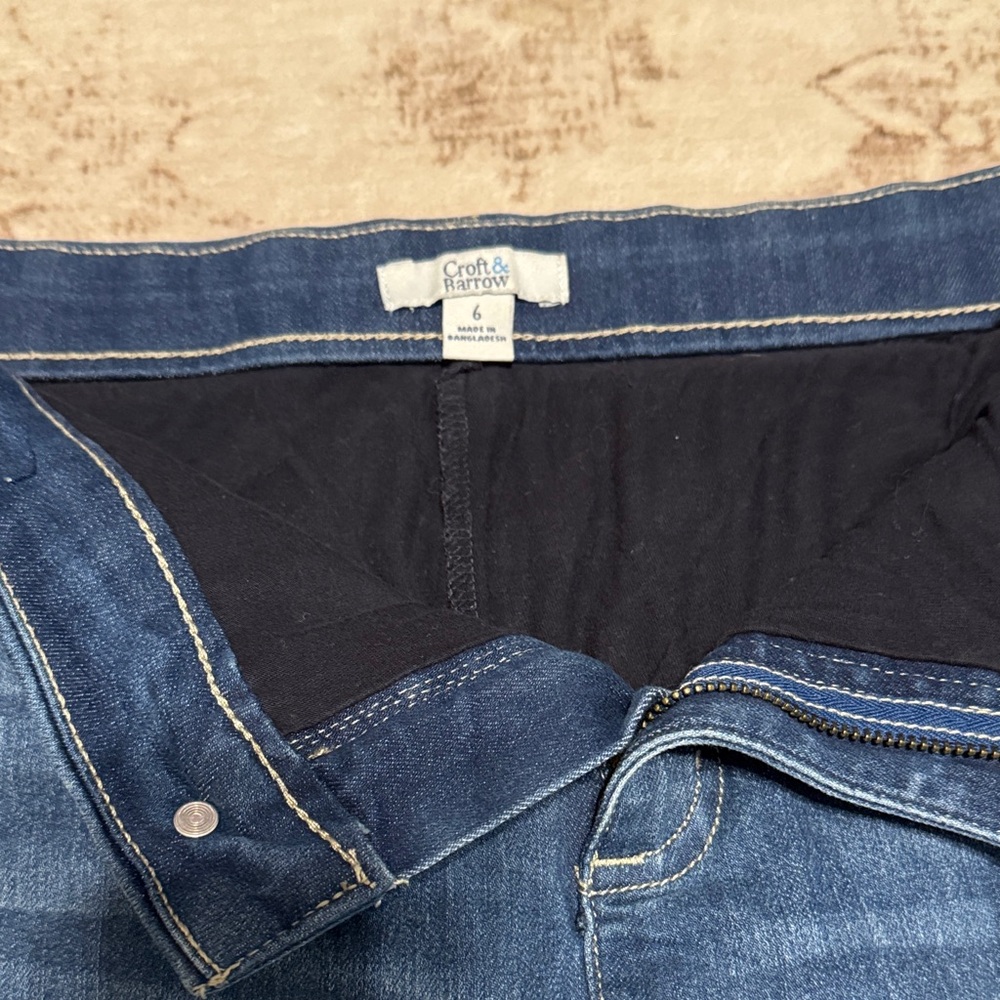 Croft & Barrow Blue Denim Skirt with White Embroidery - Picture 2 of 4